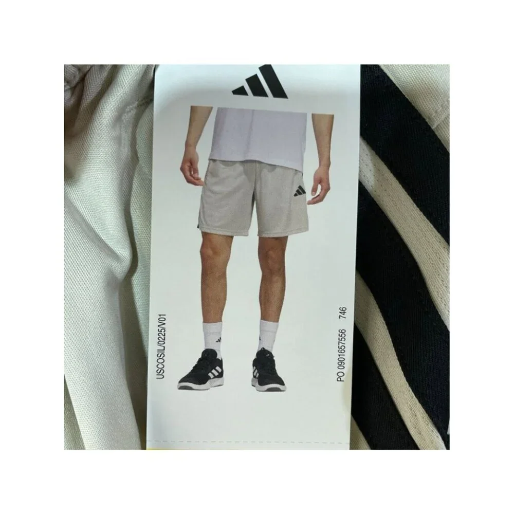 NWT Adidas Men's S Beige Black Active Shorts Striped 7